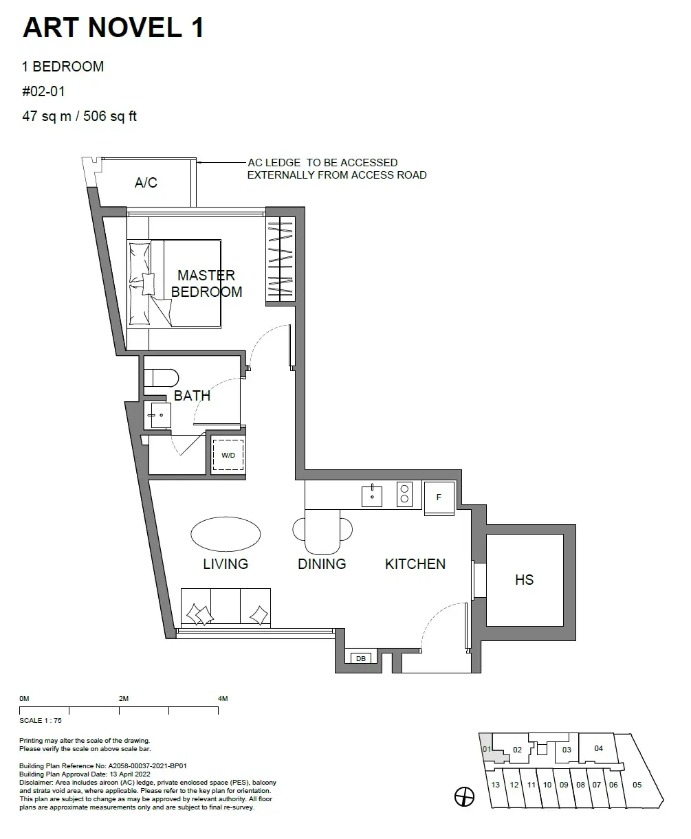 Atlassia 1 Bedroom floor plan ART NOVEL