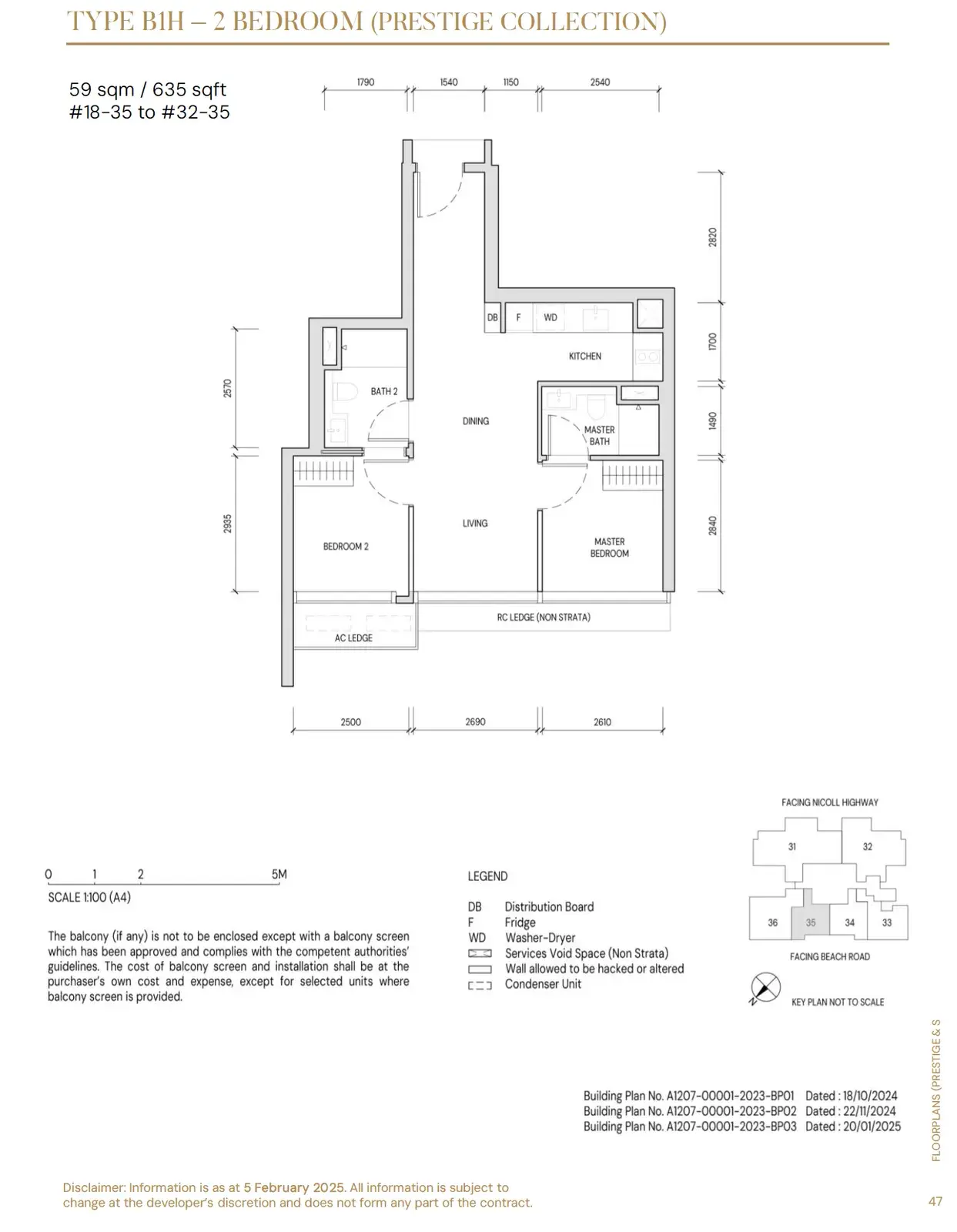 Aurea 2 Bedroom floor plan B1H