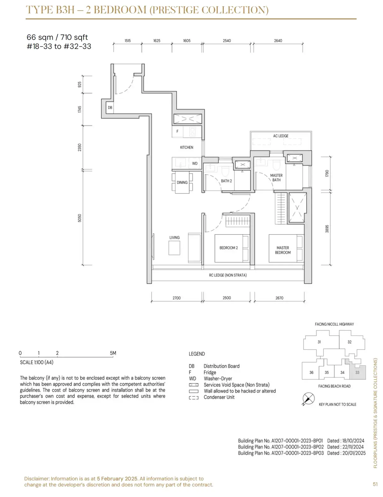 Aurea 2 Bedroom floor plan B3H