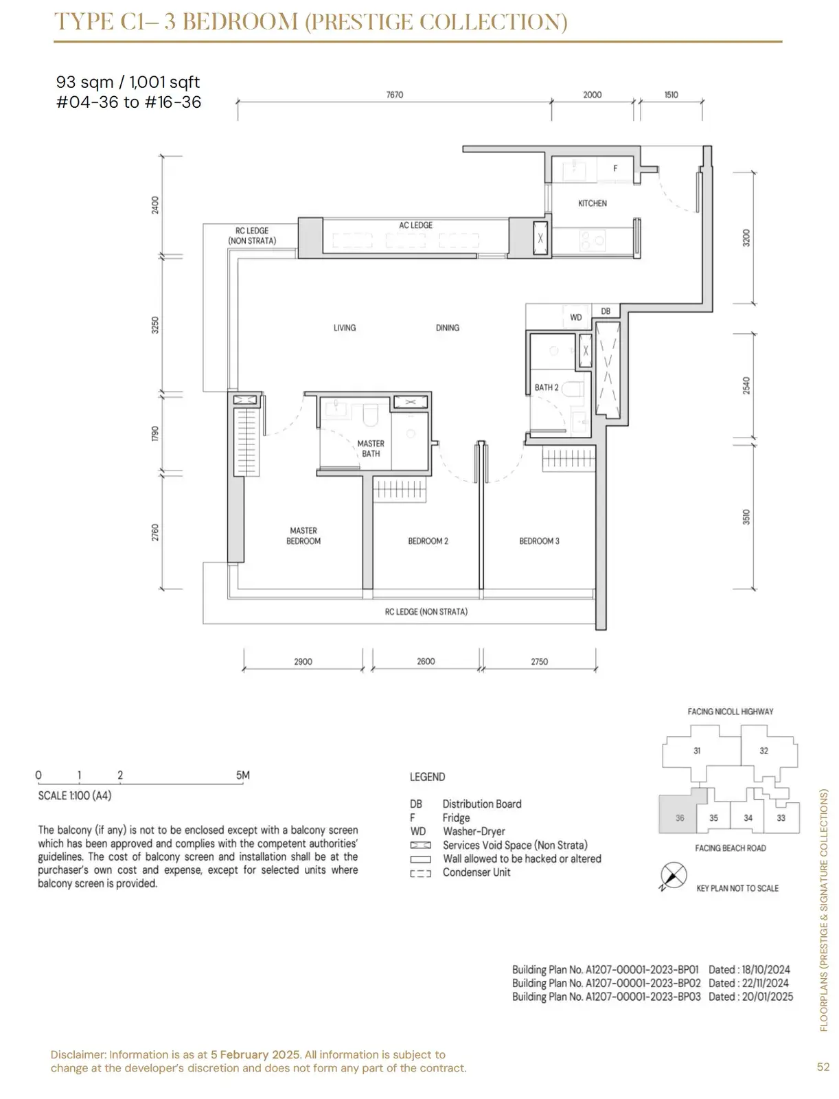 Aurea 3 Bedroom floor plan C1