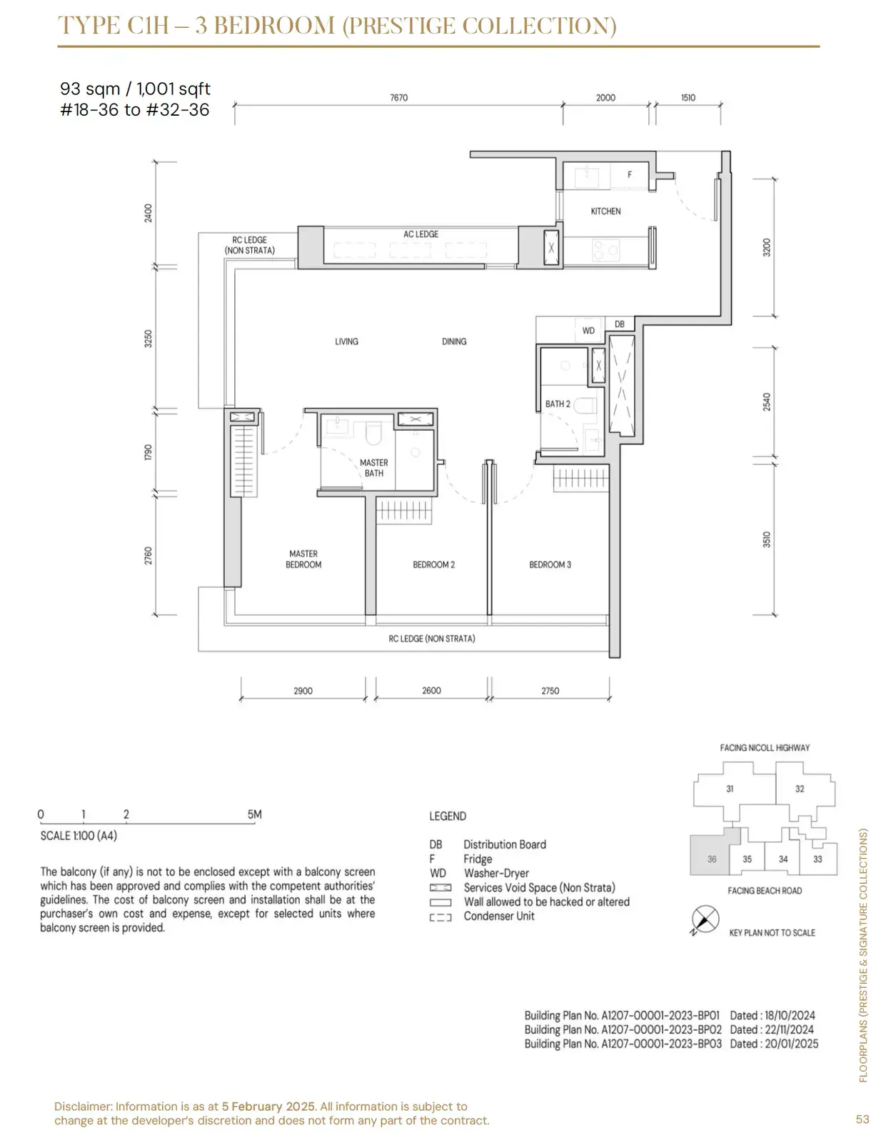 Aurea 3 Bedroom floor plan C1H