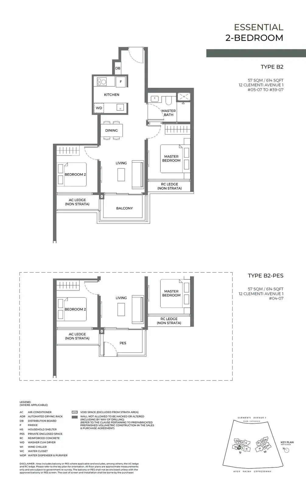 Elta 2 Bedroom floor plan B2-PES