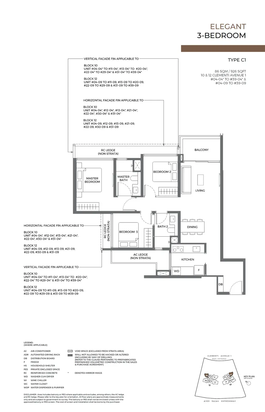Elta 3 Bedroom floor plan C1