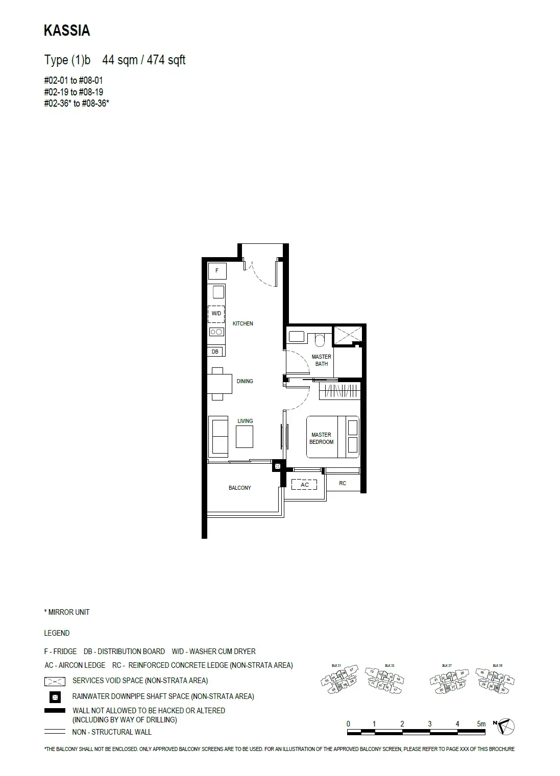 Kassia 1 Bedroom floor plan (1)b
