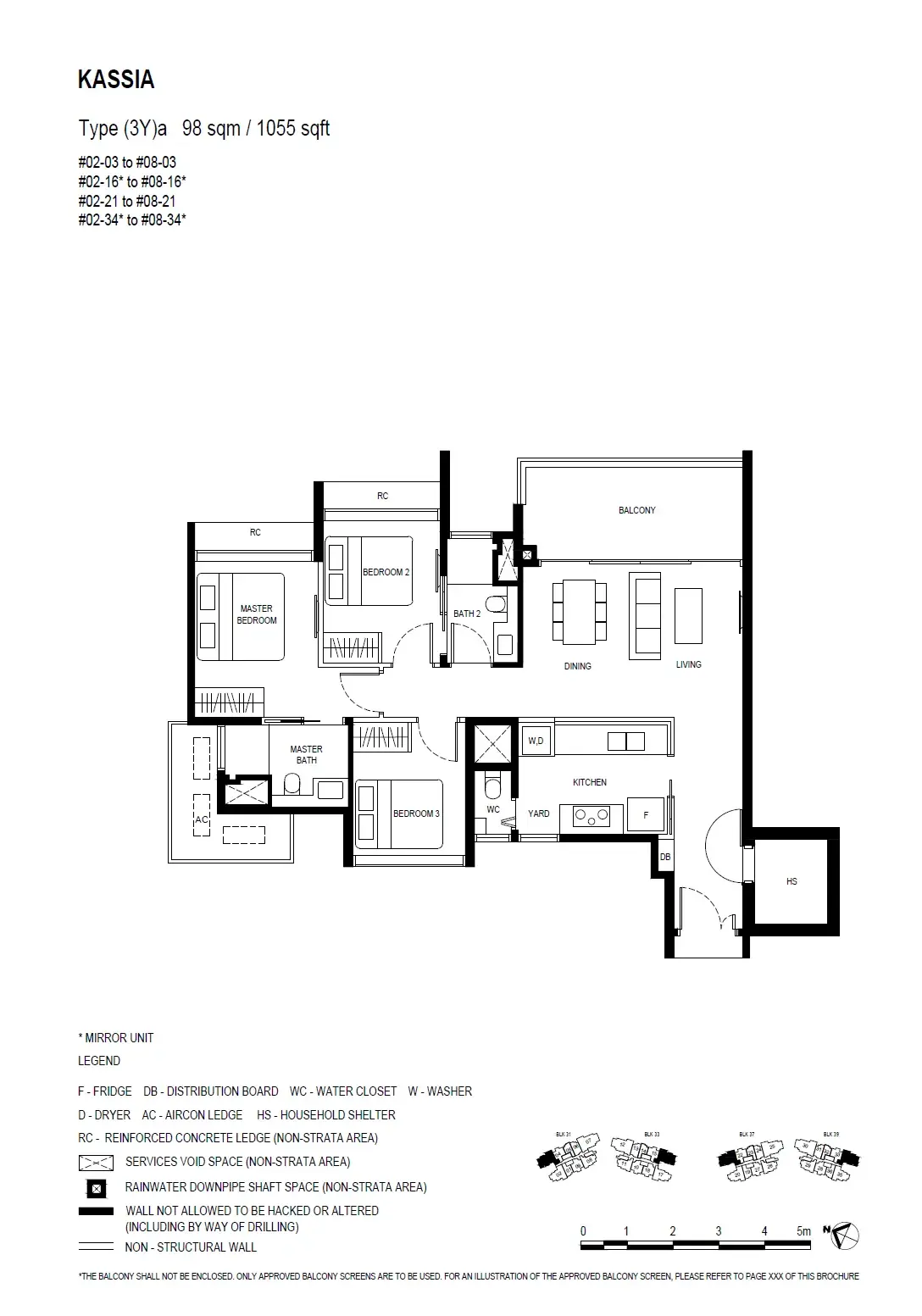Kassia 3 Bedroom floor plan (3Y)a1