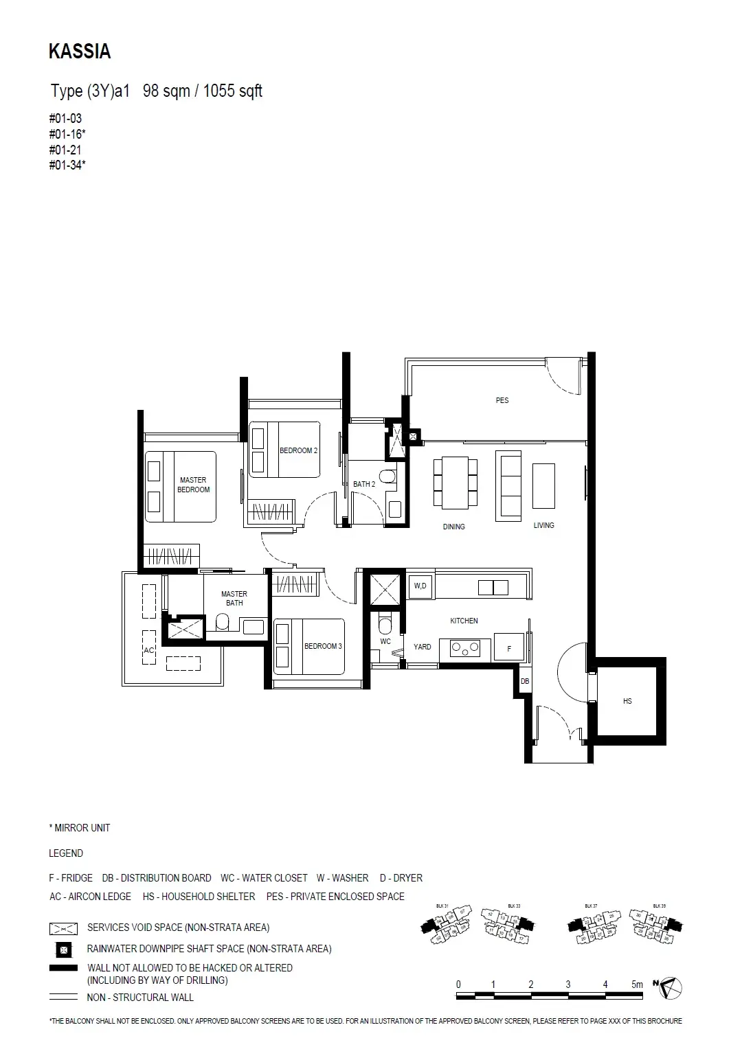 Kassia 3 Bedroom floor plan (3Y)a11