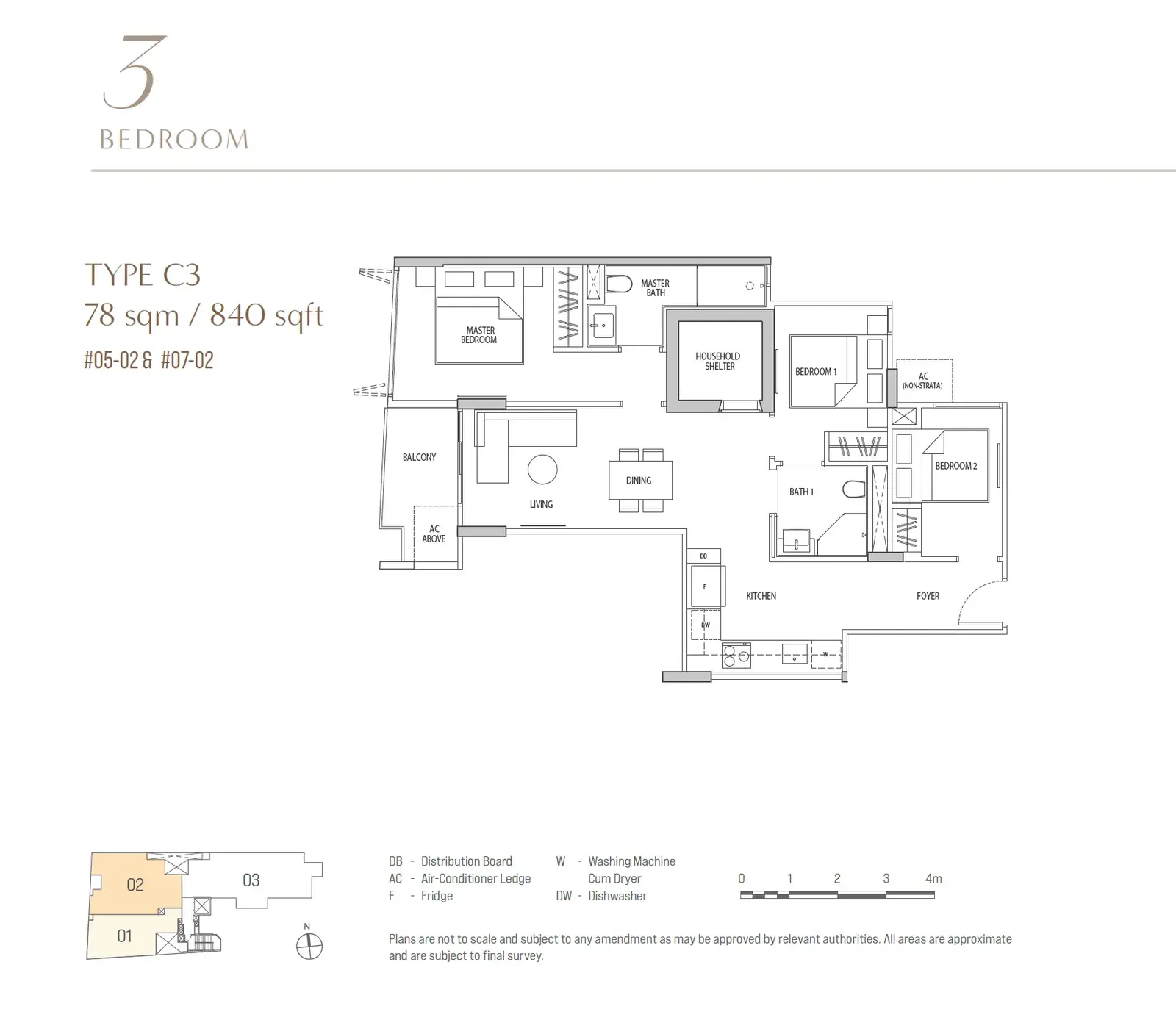Ocho 3 Bedroom floor plan C3