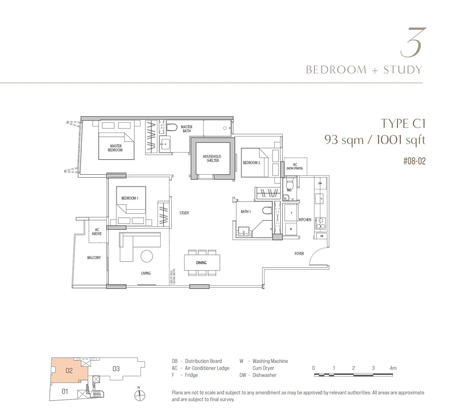 Ocho 3 Bedroom floor plan C1