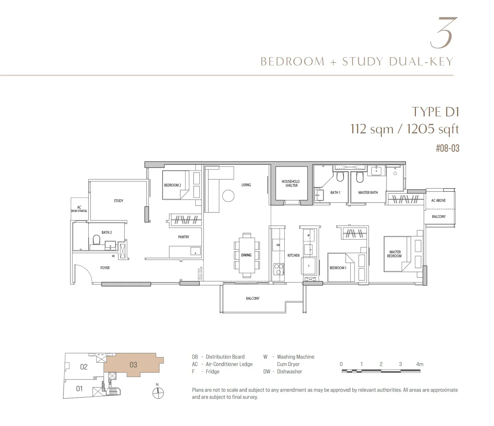 Ocho 3 Bedroom floor plan D1