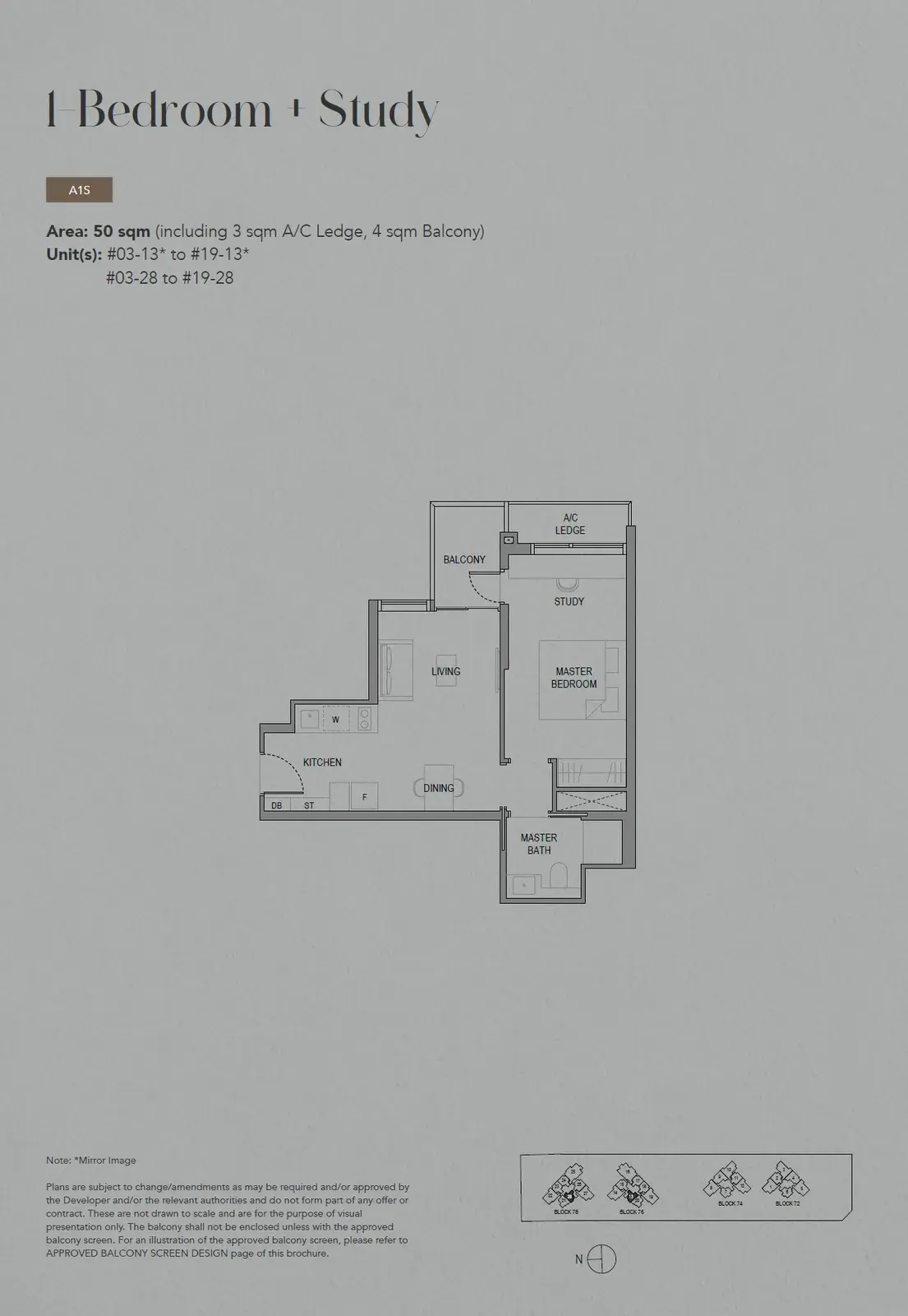 Sora 1 Bedroom floor plan A1S