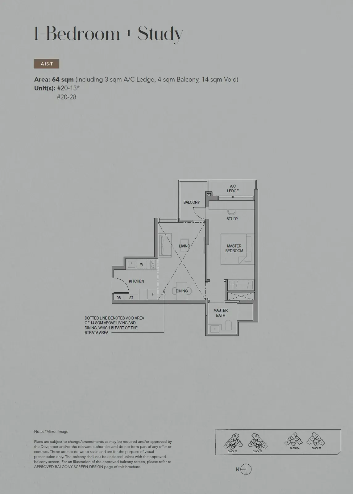 Sora 1 Bedroom floor plan A1S-T