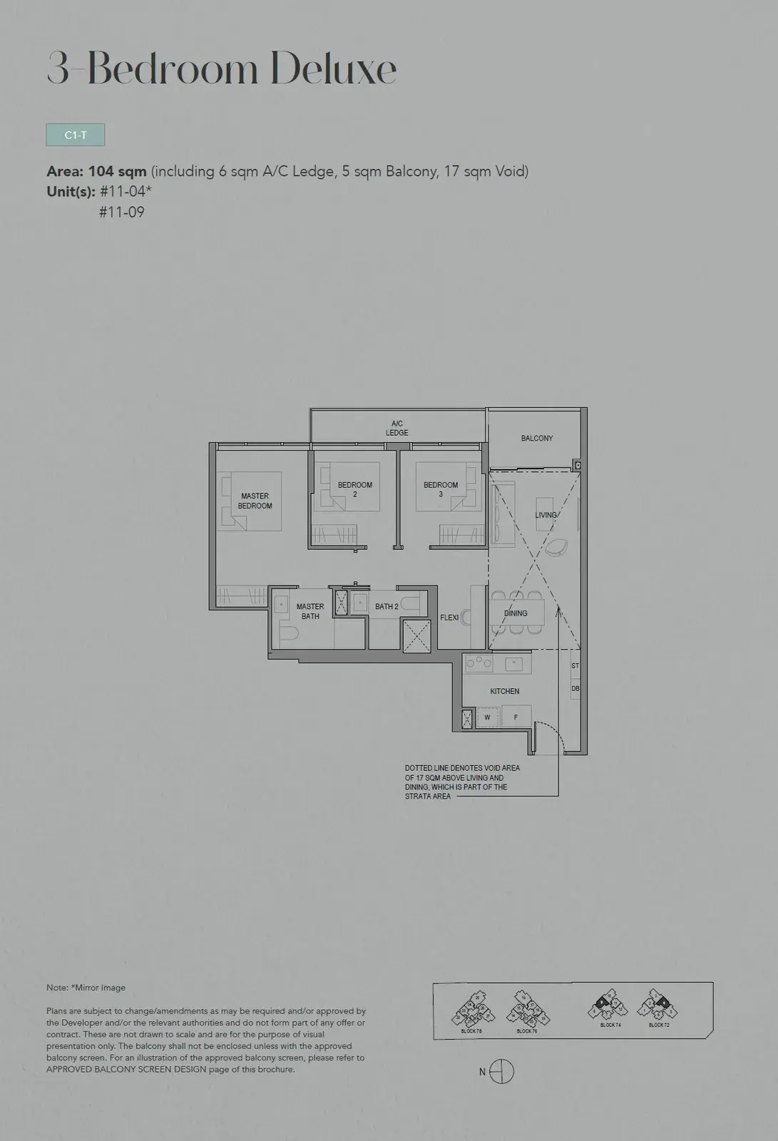 Sora 3 Bedroom floor plan C1-T1