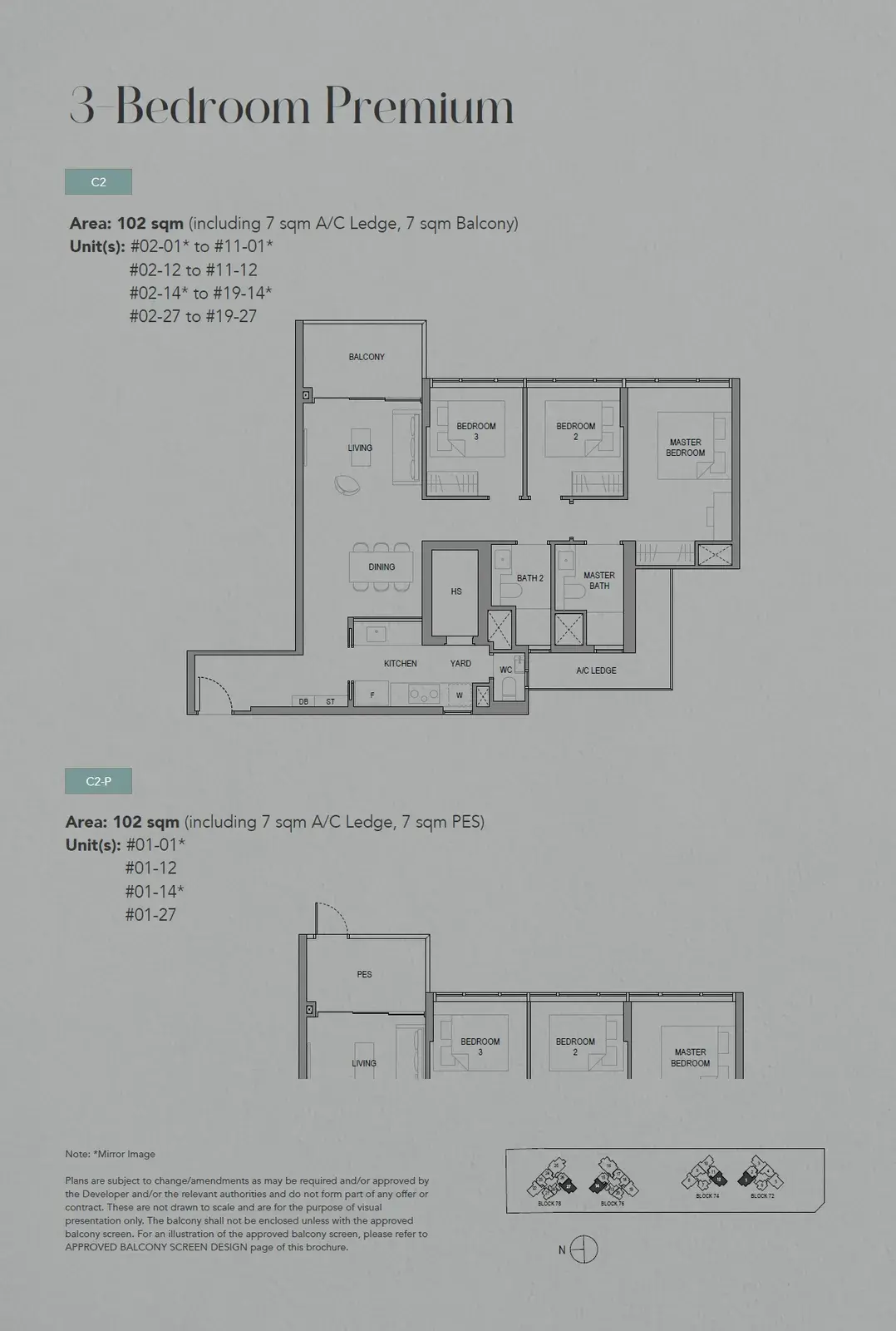 Sora 3 Bedroom floor plan C2-P1
