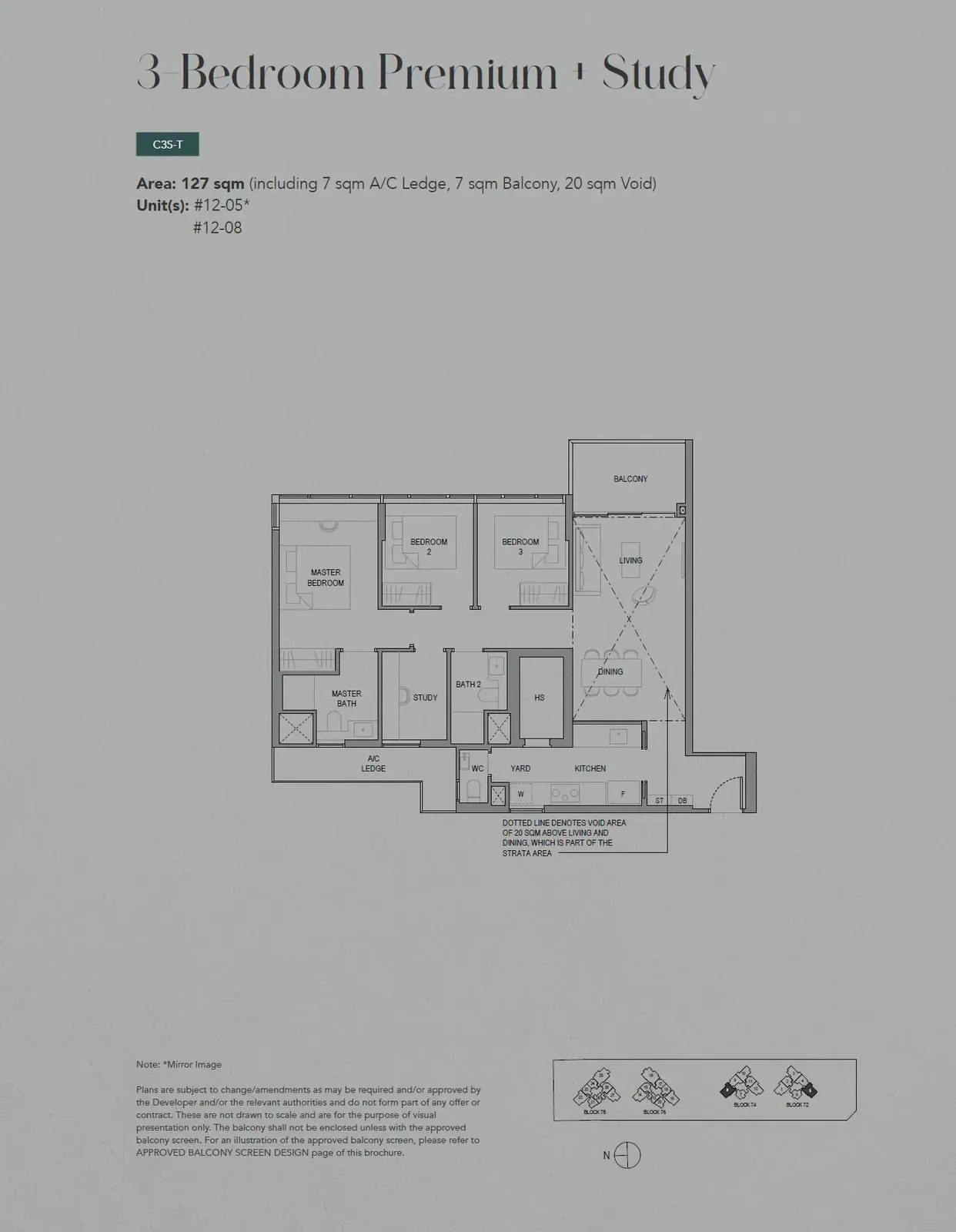 Sora 3 Bedroom floor plan C3S-T1