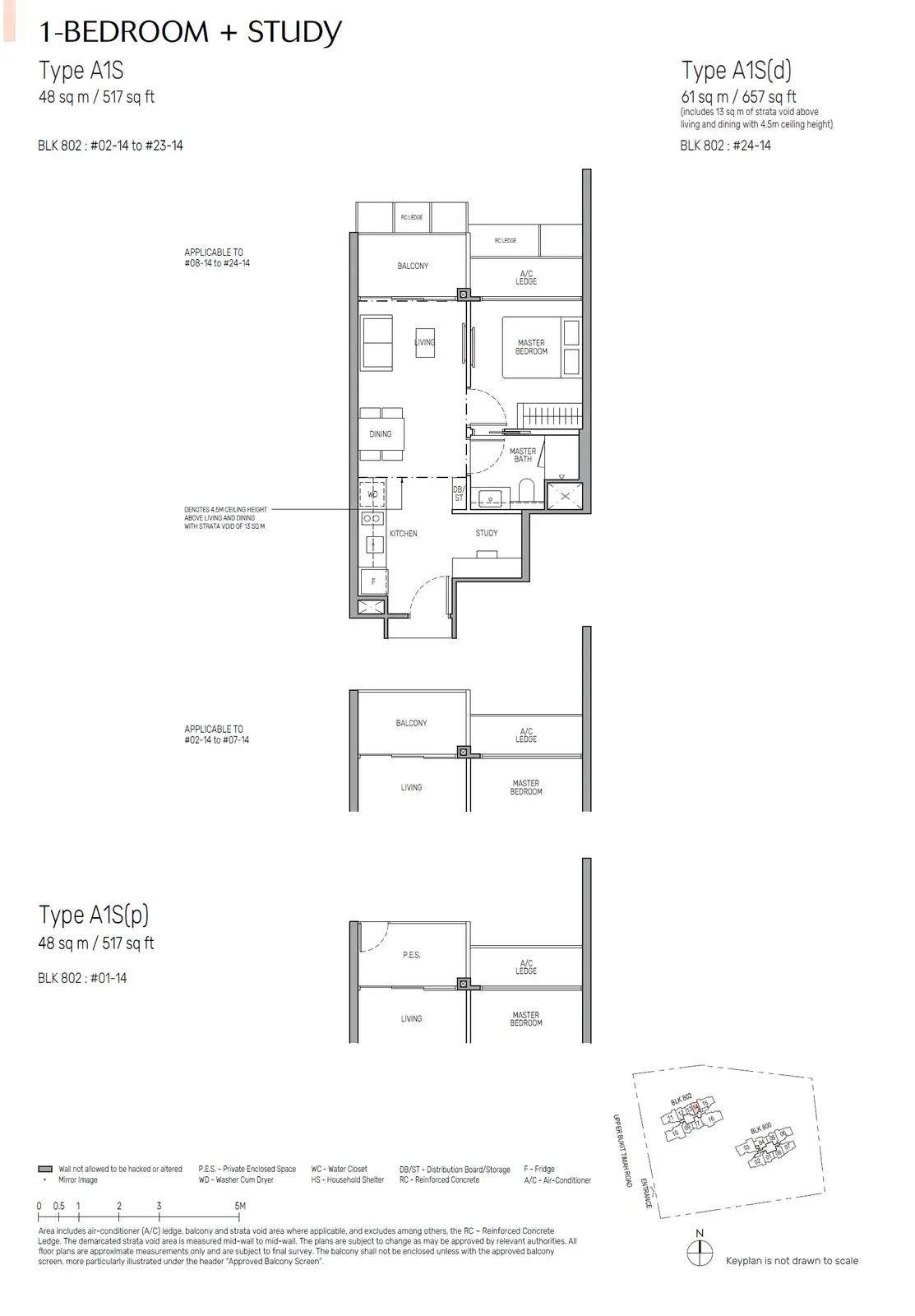 The Myst 1 Bedroom floor plan A1S(d)