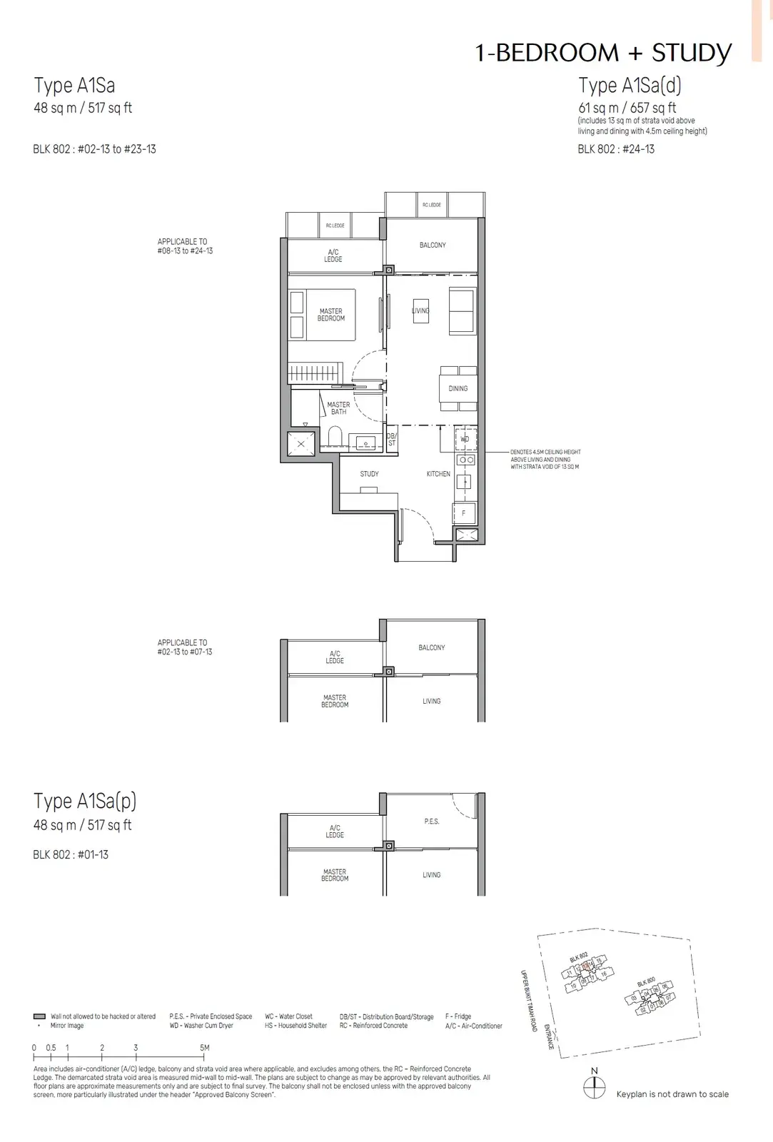 The Myst 1 Bedroom floor plan A1Sa(d)
