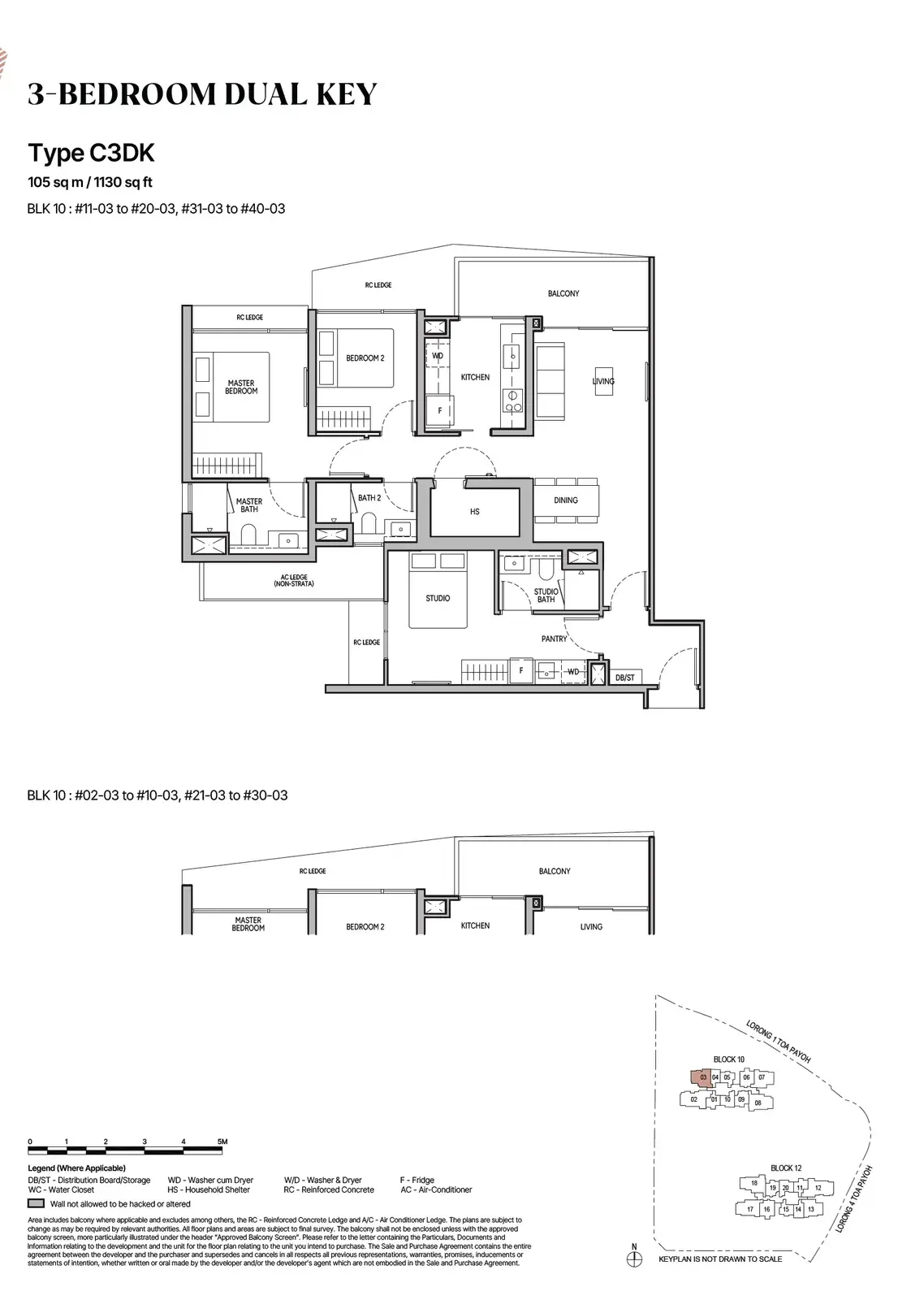 The Orie 3 Bedroom floor plan C3DK
