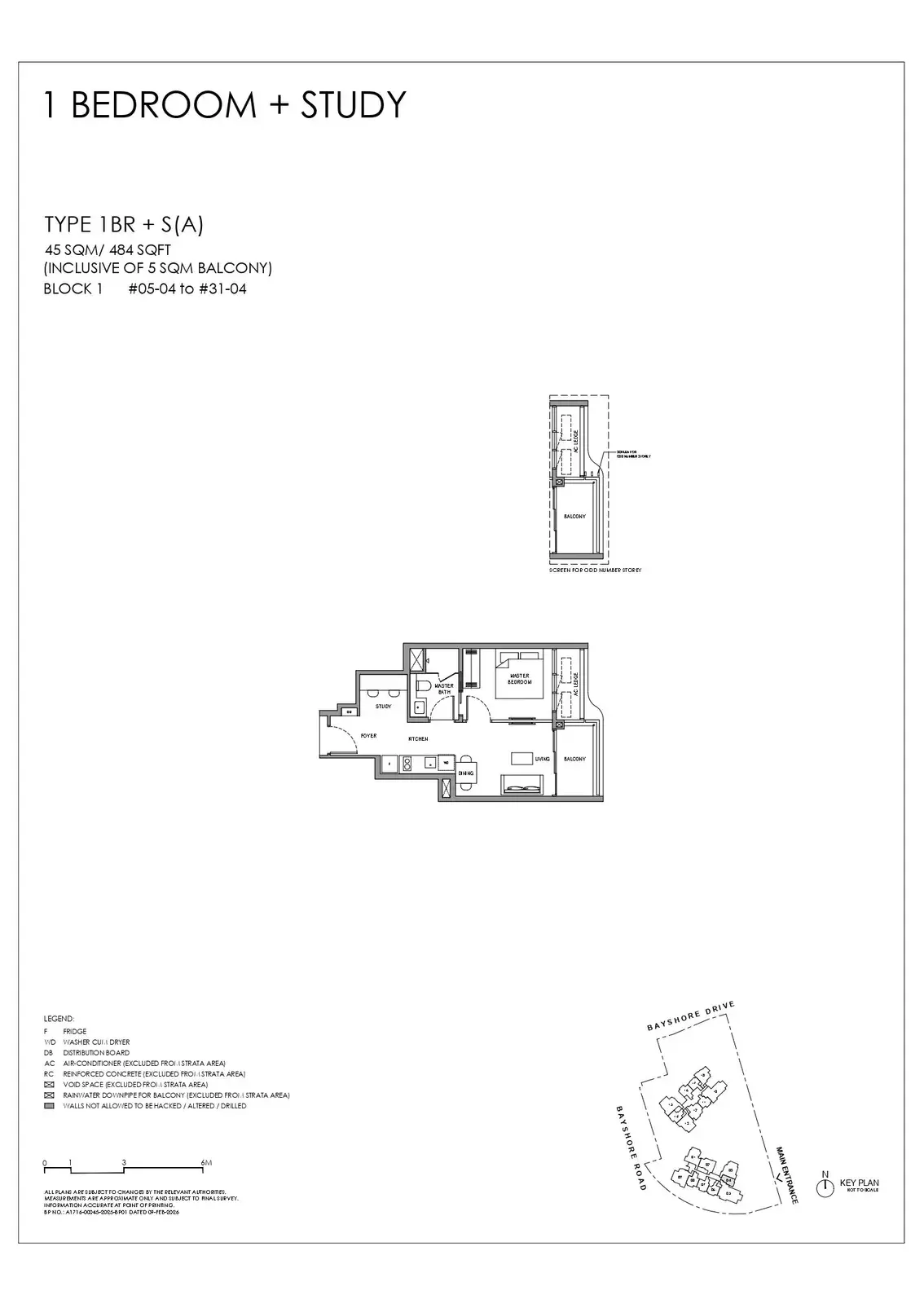 Vela Bay 1 Bedroom floor plan 1BR + S(A)